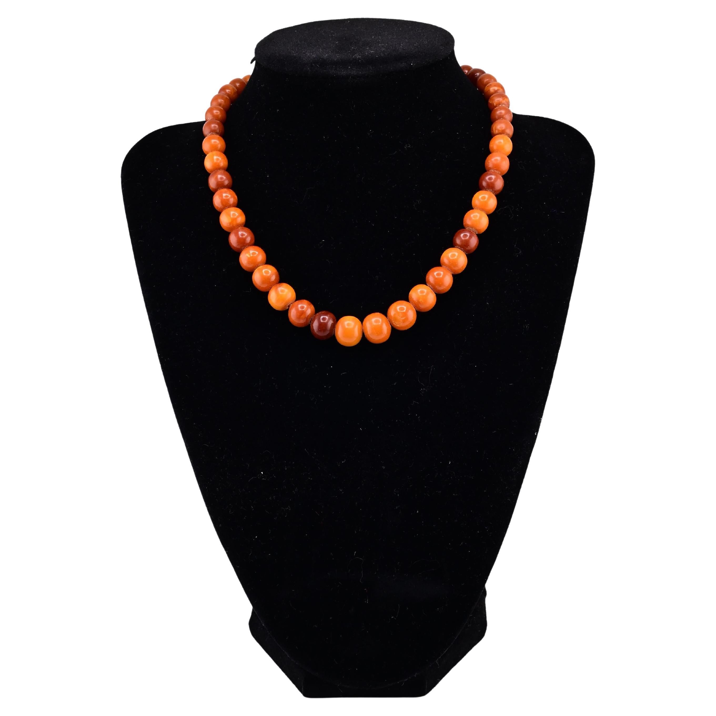 Gorgeous Antique Butterscotch Amber Necklace Ottoman Beads 15.17 Grams For Sale