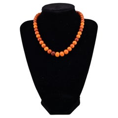 Gorgeous Antique Butterscotch Amber Necklace Ottoman Beads 15.17 Grams