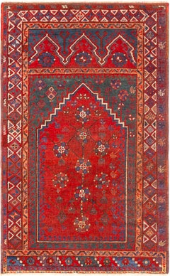 Gorgeous Antique Central Anatolian Konya Prayer Rug 3'5" x 5'6"