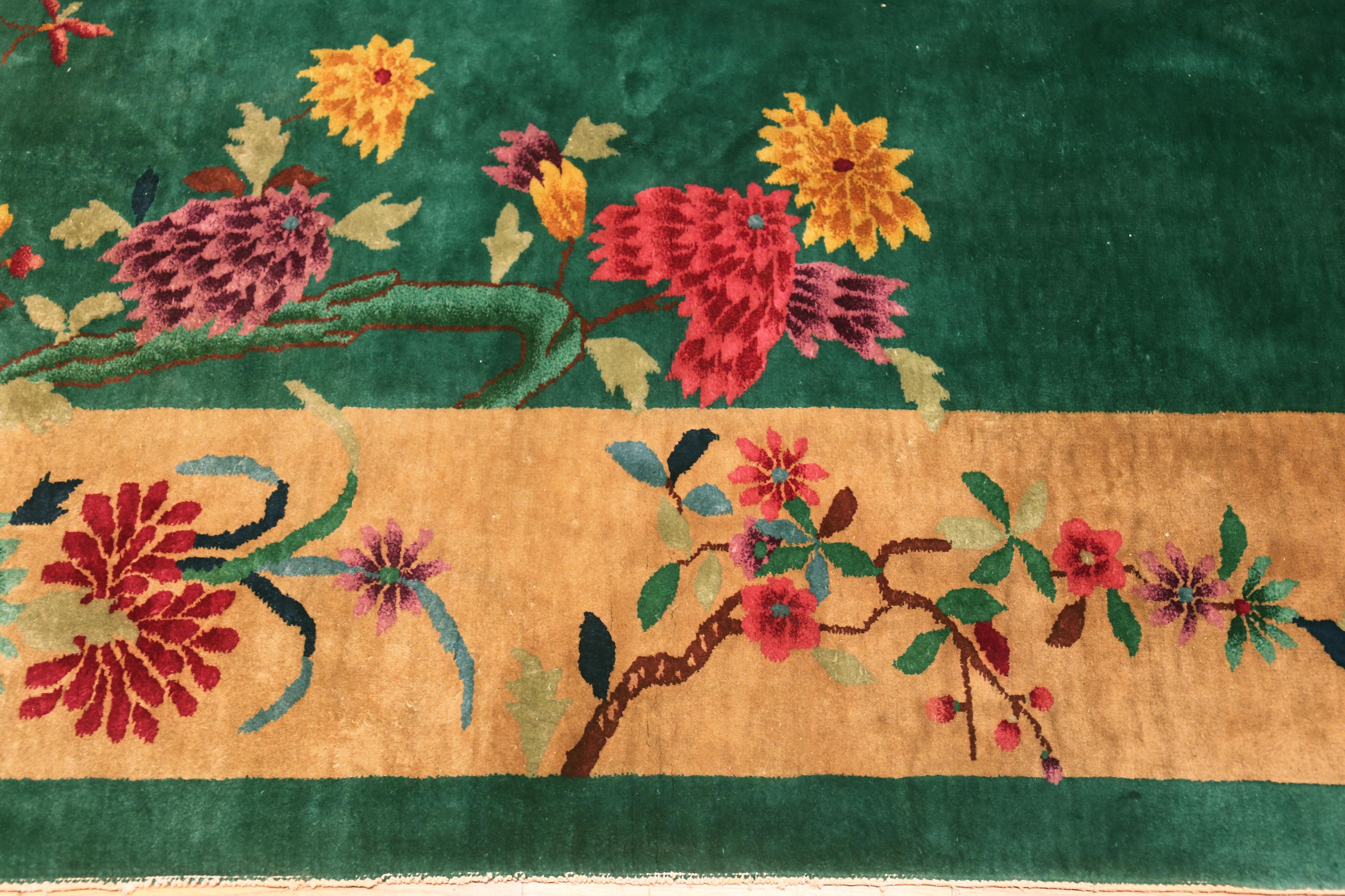 Gorgeous Antique Chinese Art Deco Rug In Green, Country of origin: China, Circa date: 1920