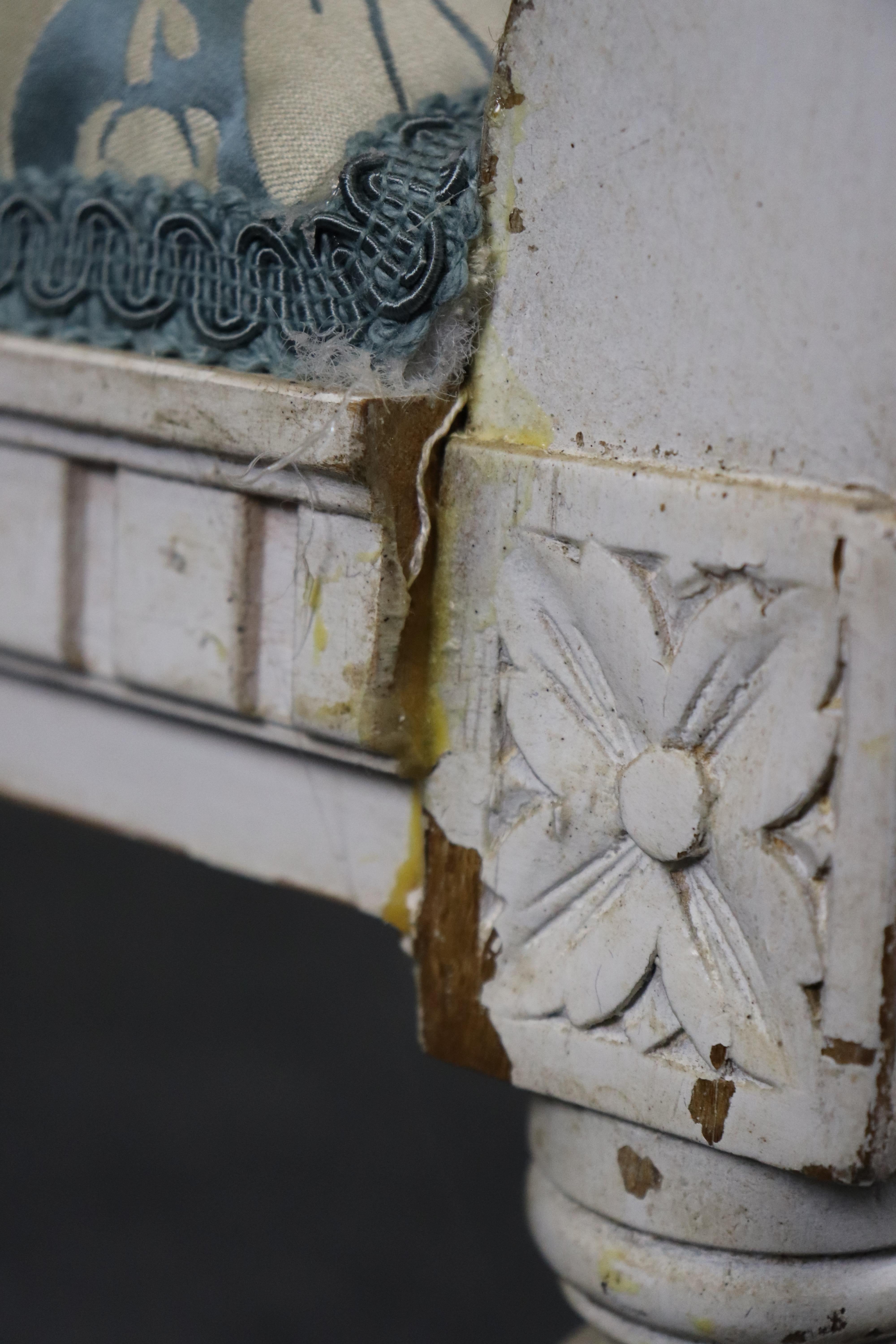 Gorgeous Antique Chippy White Painted French Louis XVI Cane Window Bench For Sale 11