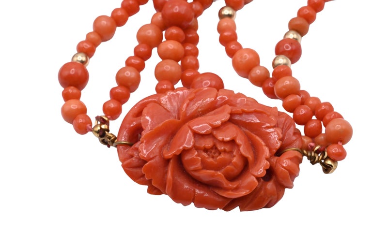 Antique Coral Necklace Fine Quality 99 Grams For Sale at 1stDibs