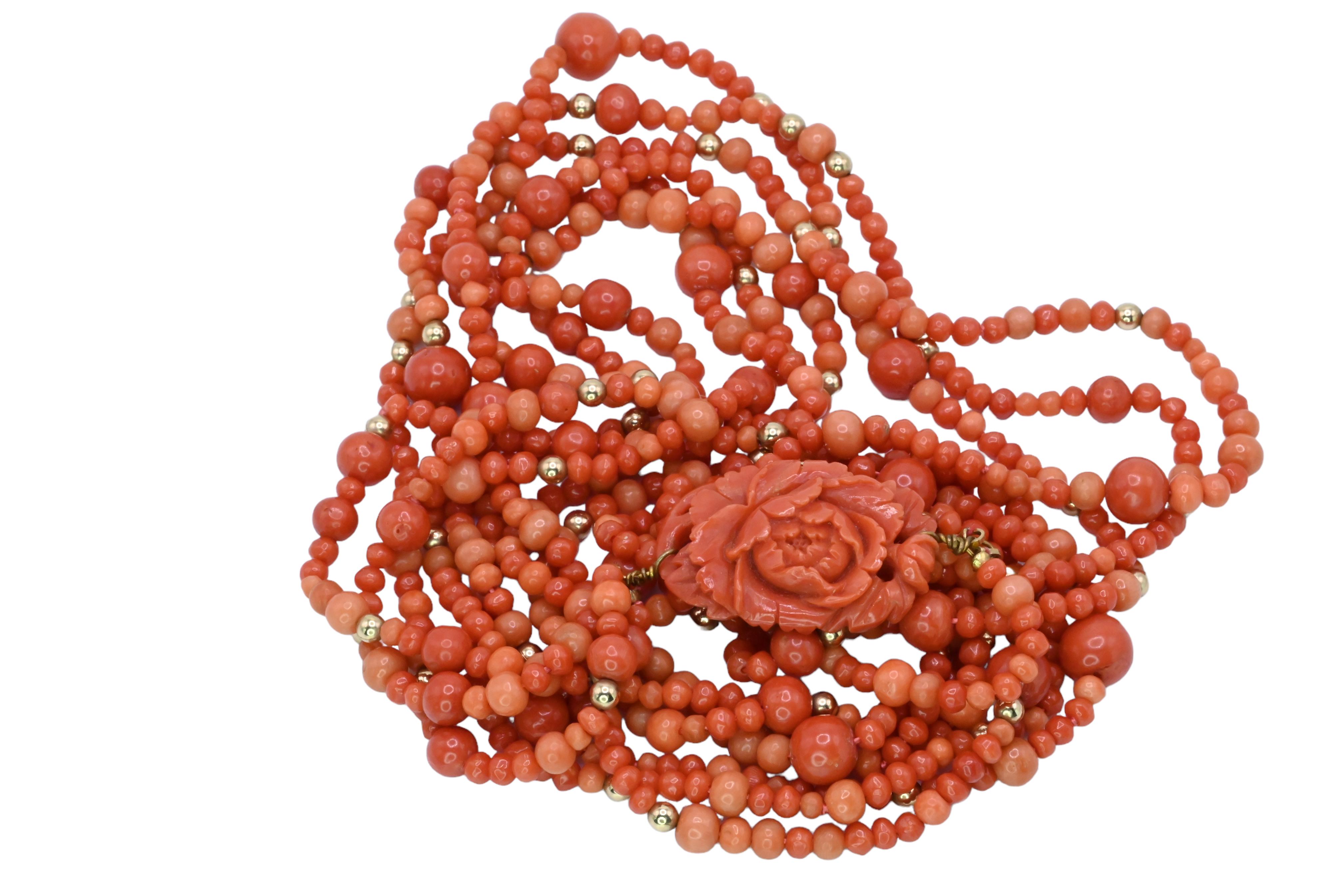 Art Deco Gorgeous Antique Coral Necklace Fine Quality 99 Grams For Sale