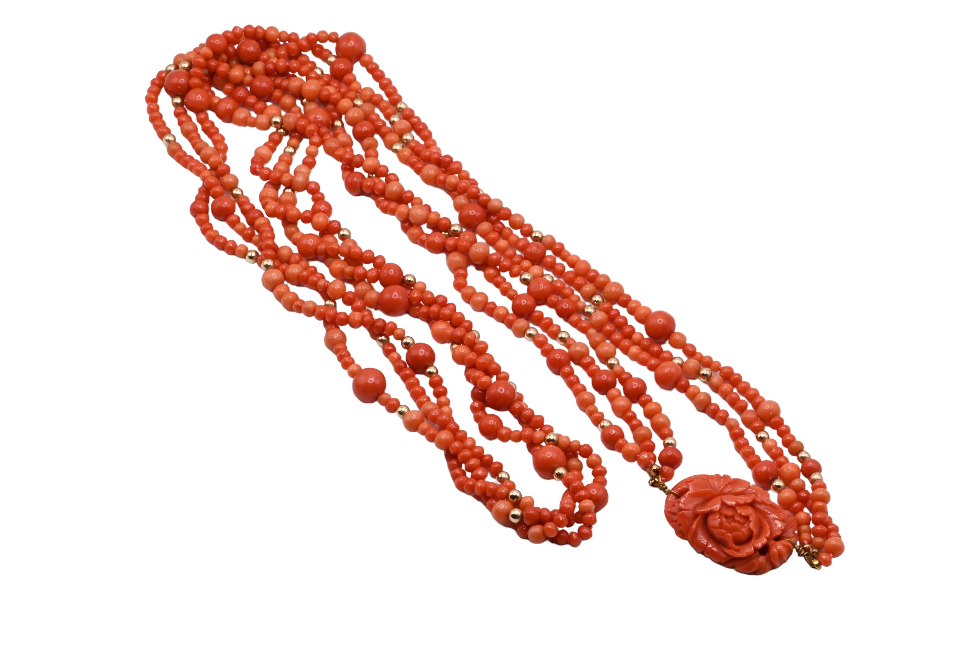 Women's Gorgeous Antique Coral Necklace Fine Quality 99 Grams For Sale