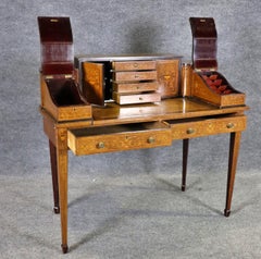 Gorgeous Antique English Inlaid Walnut Carlton House Desk Circa 1900