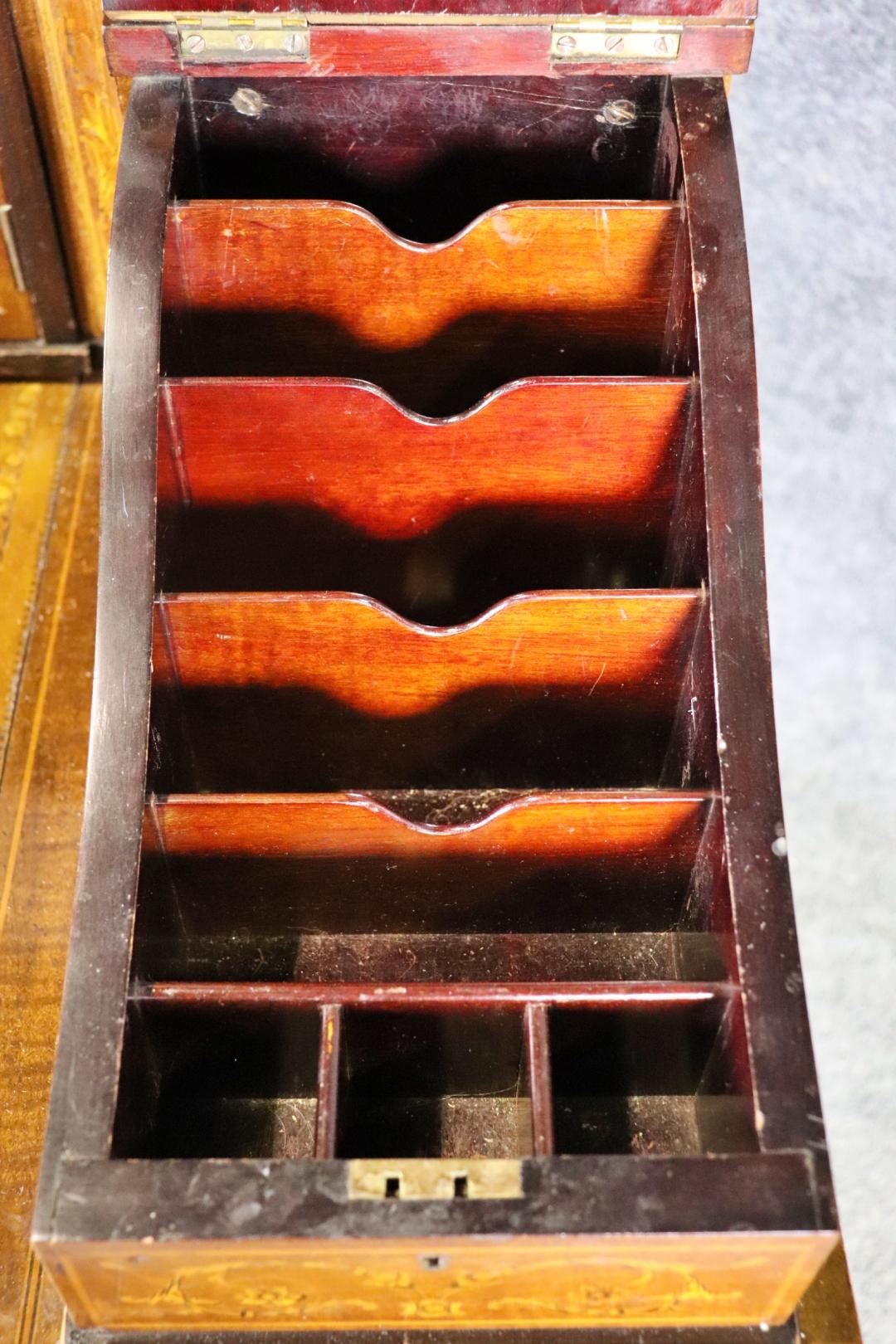 Early 20th Century Gorgeous Antique English Inlaid Walnut Carlton House Desk Circa 1900 For Sale