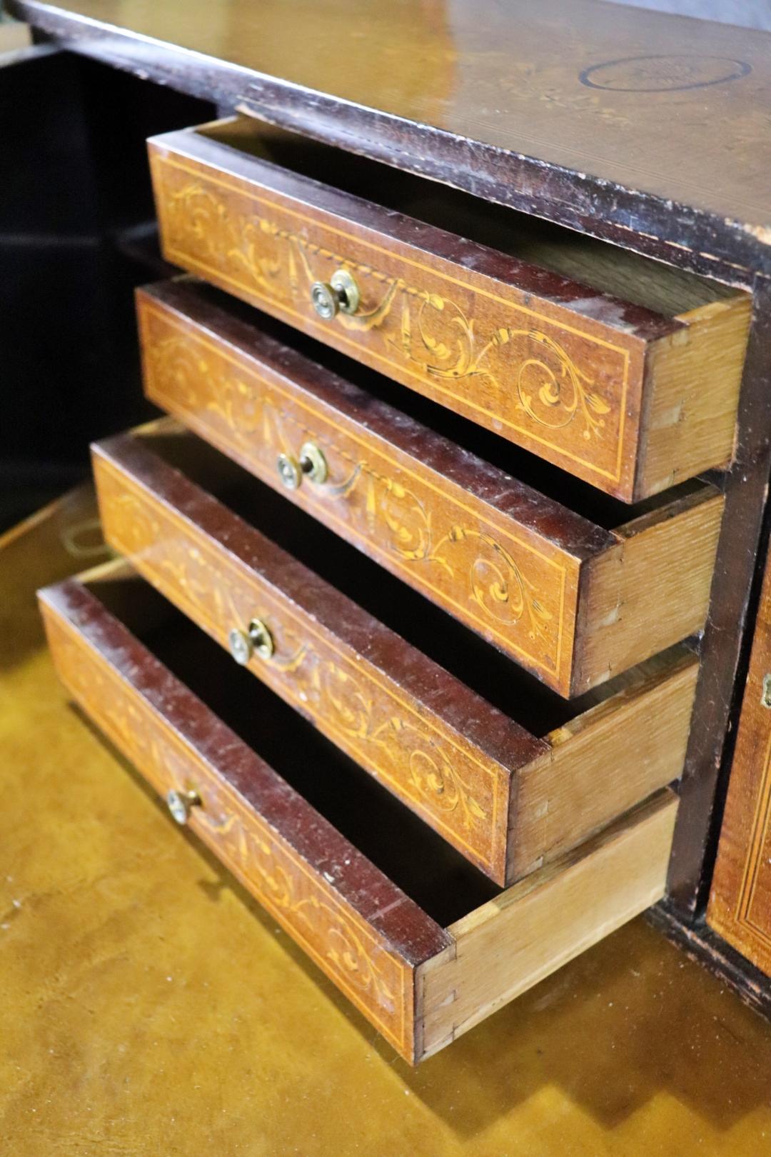 Gorgeous Antique English Inlaid Walnut Carlton House Desk Circa 1900 For Sale 1