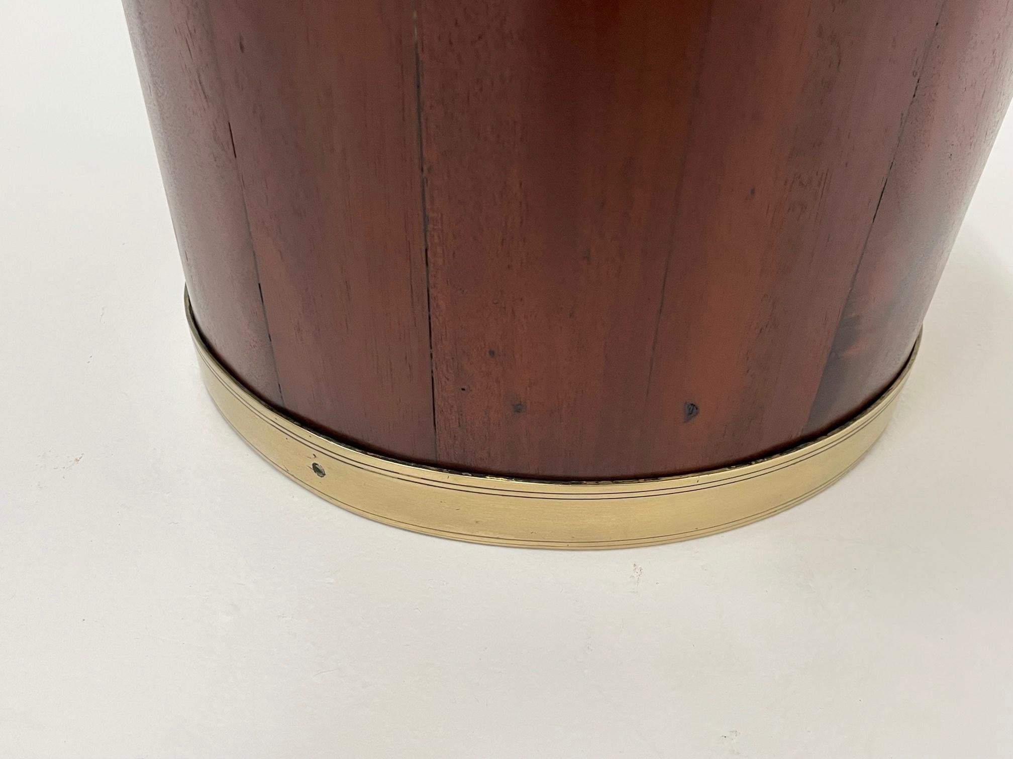 Gorgeous Antique Georgian Mahogany & Brass Peat Bucket with Liner 1