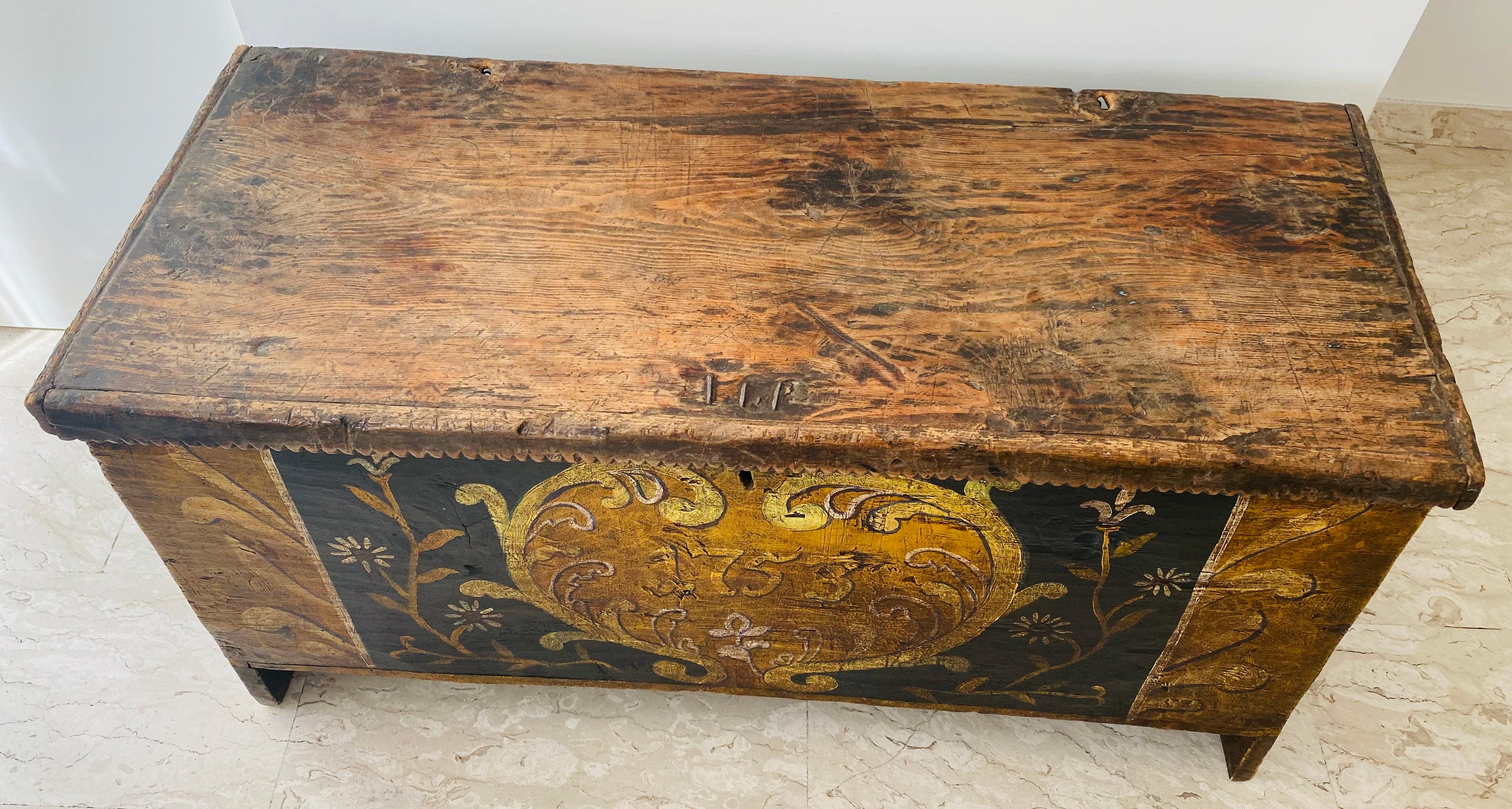 Hand-Carved Gorgeous Antique Italian Wooden Case, 18th Century 'Year 1753' For Sale