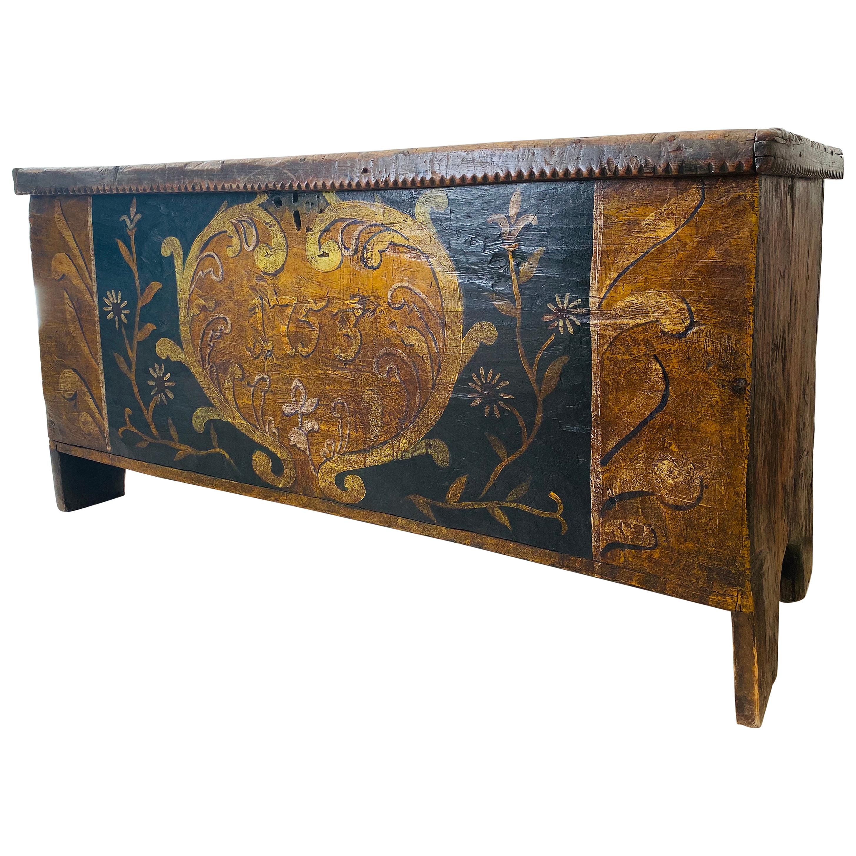 Gorgeous Antique Italian Wooden Case, 18th Century 'Year 1753' For Sale