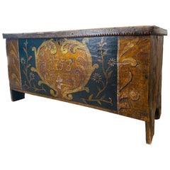 Precioso maletín italiano antiguo de madera, siglo XVIII "Año 1753