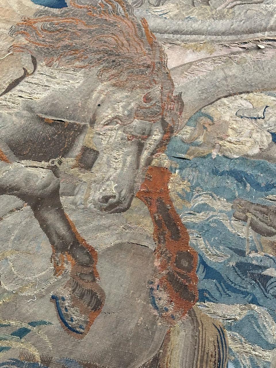 Magnifique tapisserie ancienne d'Aubusson du 17ème siècle représentant une scène de bataille historique en vente 2