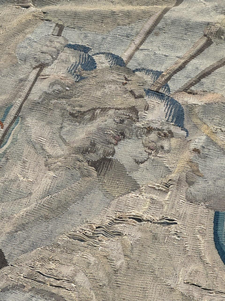 Magnifique tapisserie ancienne d'Aubusson du 17ème siècle représentant une scène de bataille historique en vente 3