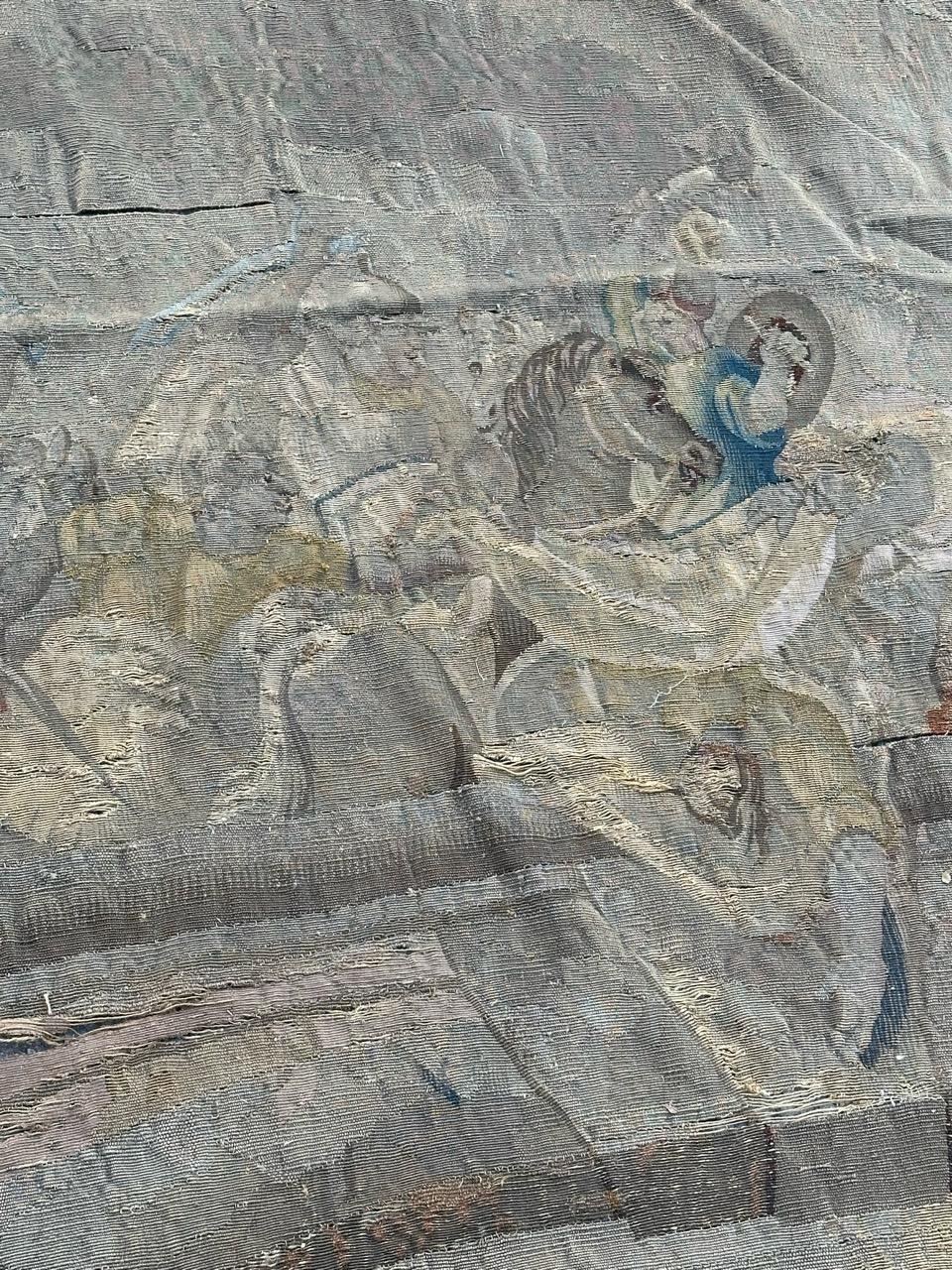 Magnifique tapisserie ancienne d'Aubusson du 17ème siècle représentant une scène de bataille historique en vente 4