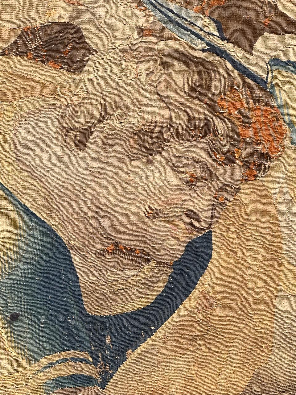 Magnifique tapisserie ancienne d'Aubusson du 17ème siècle représentant une scène de bataille historique en vente 7