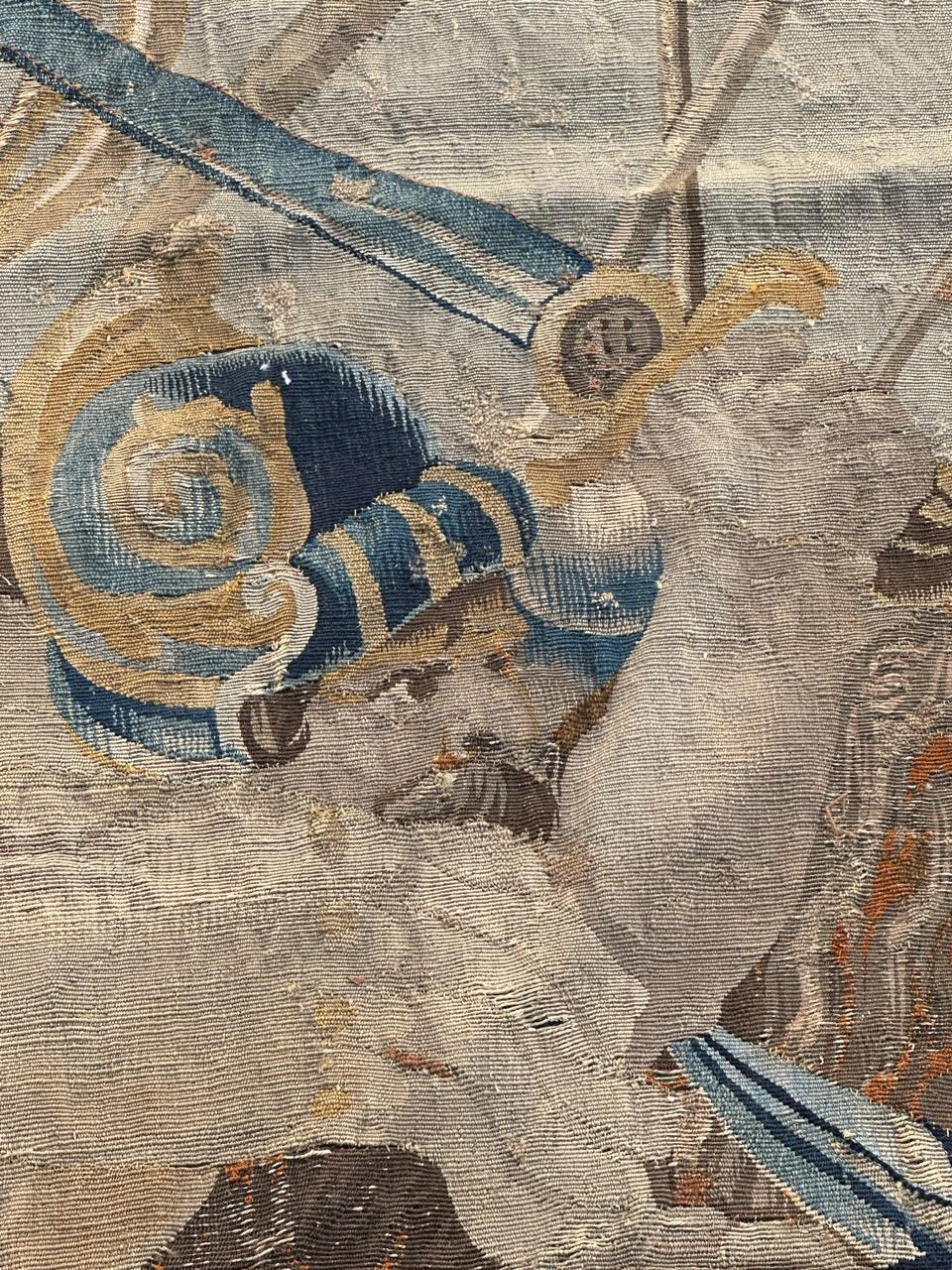 Magnifique tapisserie ancienne d'Aubusson du 17ème siècle représentant une scène de bataille historique en vente 9