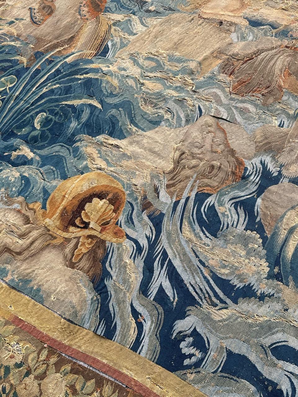 Français Magnifique tapisserie ancienne d'Aubusson du 17ème siècle représentant une scène de bataille historique en vente