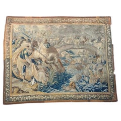Wunderschöner antiker großer Aubusson-Wandteppich aus dem 17. Jahrhundert mit historischer Schlachtszene