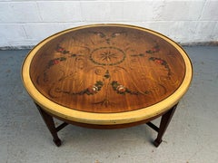 Antique Hand Painted Floral Mahogany Coffee Table