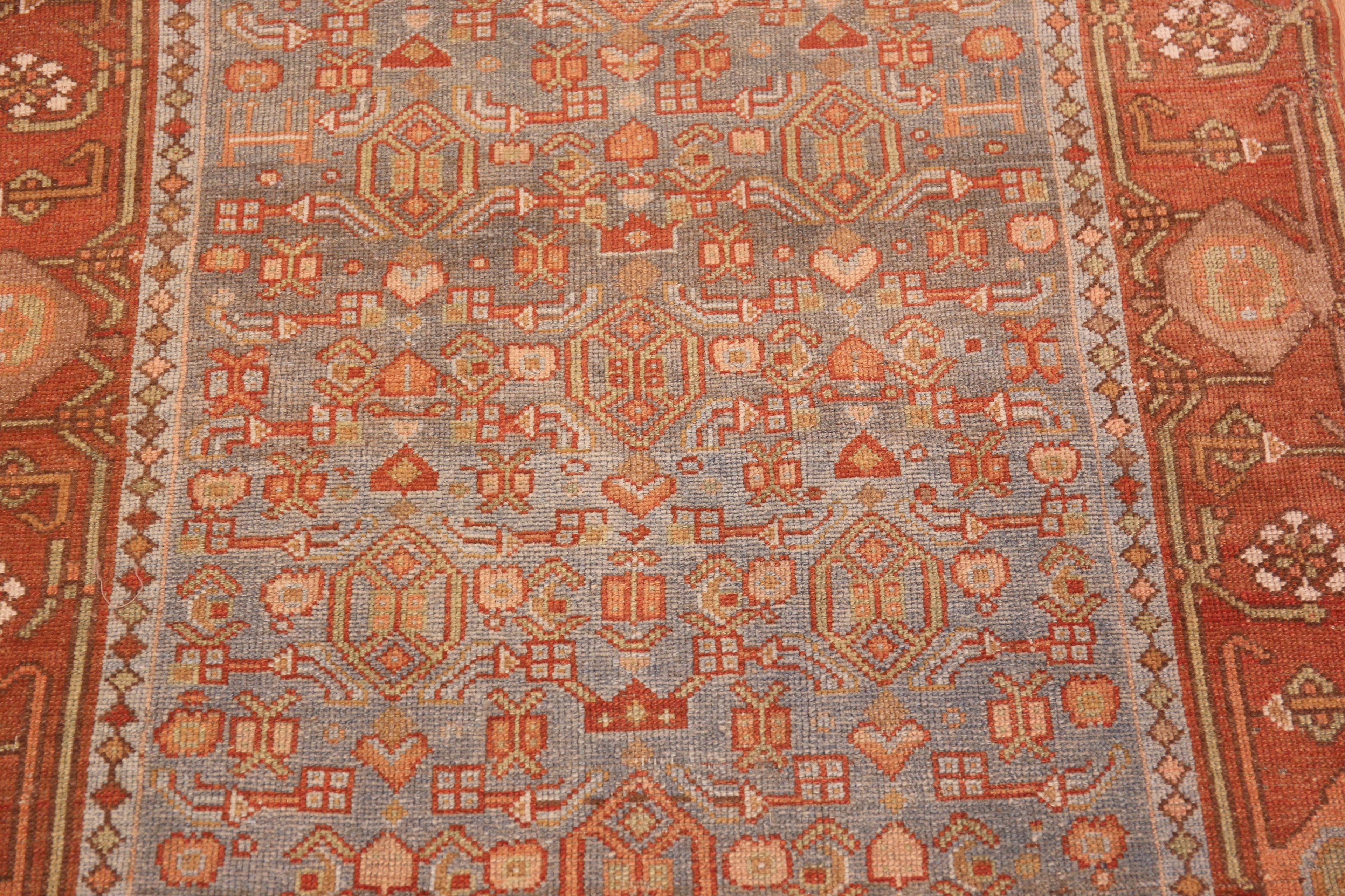 Gorgeous Antique Malayer Persian Blue Background Runner Rug 3'2