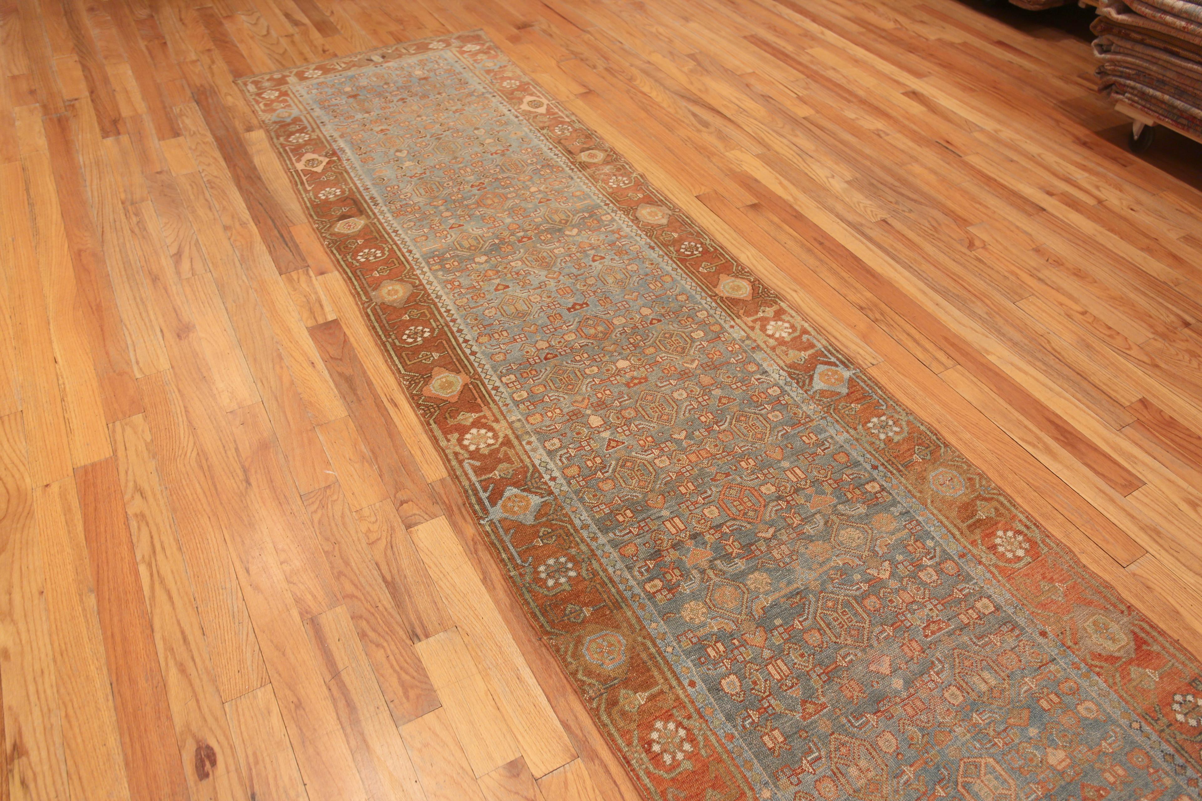 Gorgeous Antique Malayer Persian Blue Background Runner Rug 3'2