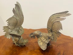 Gorgeous Antique Pair of Fighting Roosters