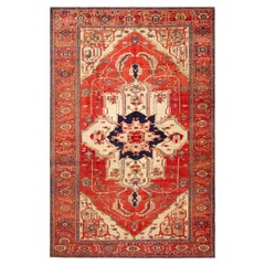 Wunderschöner antiker persischer Serapi-Teppich mit geometrischem Medaillon 9'3" x 14'4"