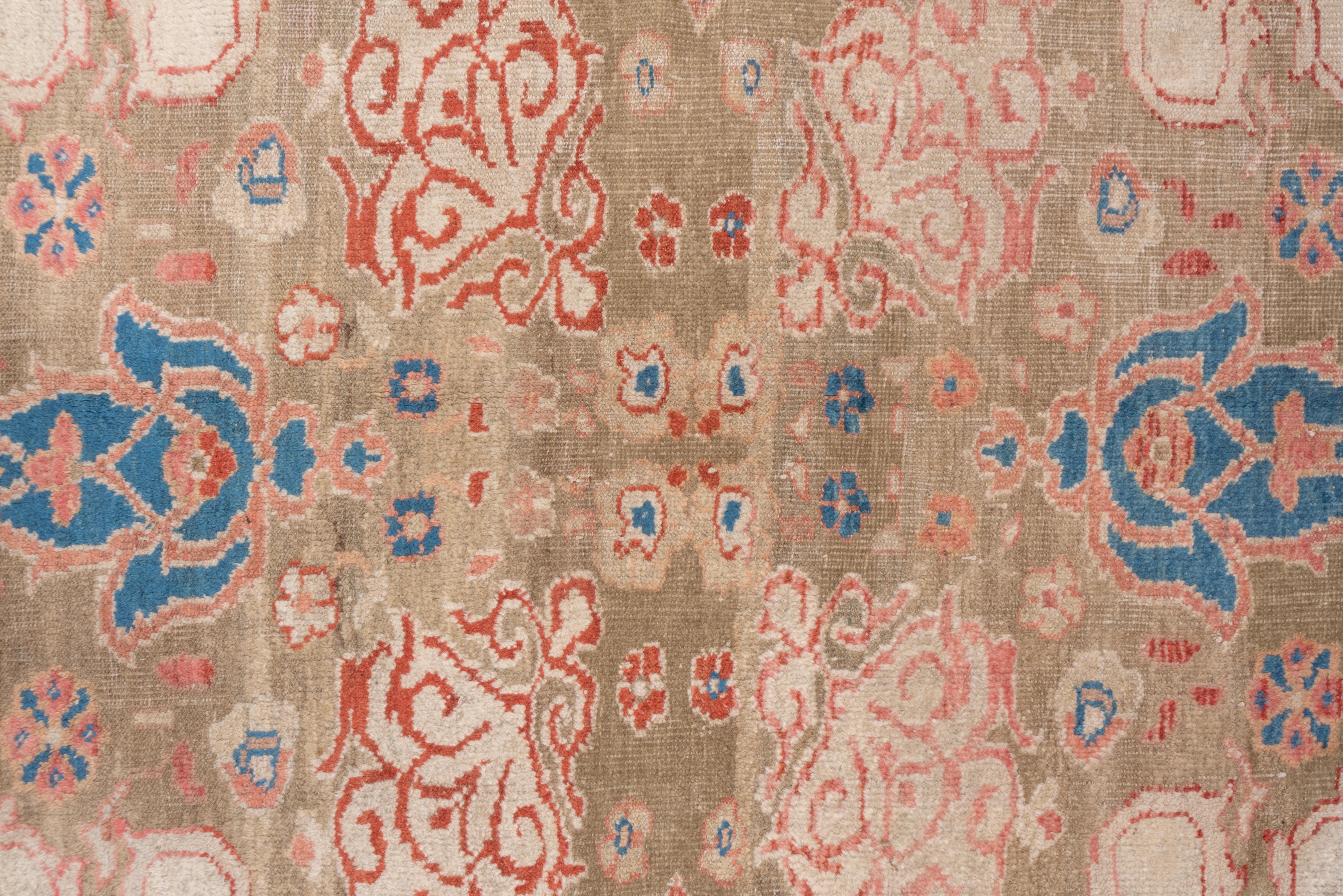 Early 20th Century Gorgeous Antique Persian Sultanabad Carpet, Ivory Outer Field, Blue Accents For Sale