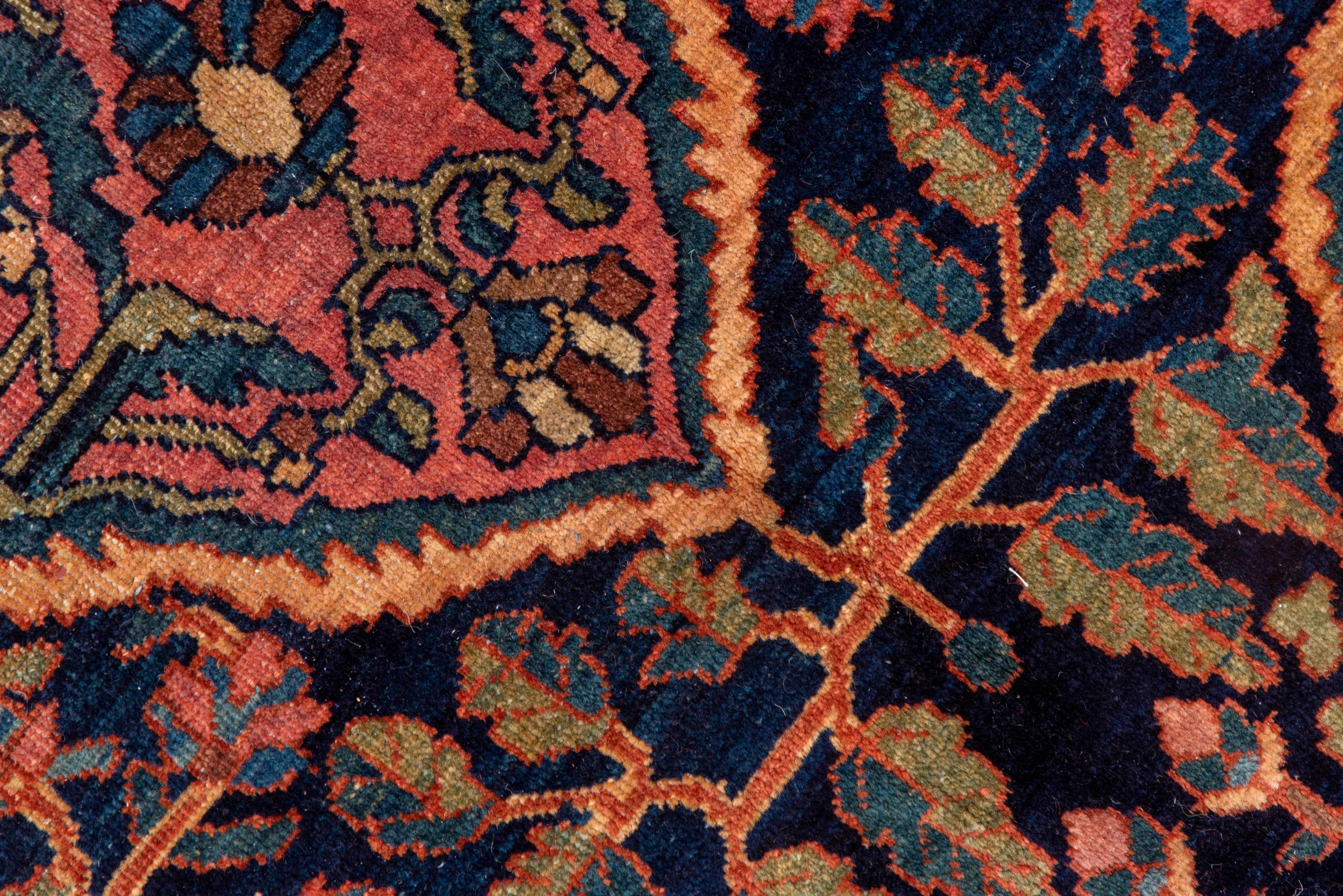 Early 20th Century Gorgeous Antique Sarouk Farahan Carpet, Pink, Green, Navy and Orange Accents For Sale