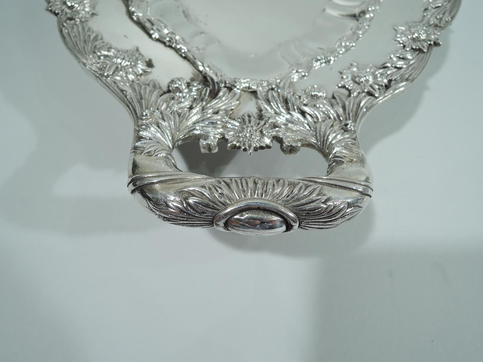 North American Gorgeous Antique Tiffany Chrysanthemum Sterling Silver Serving Dish
