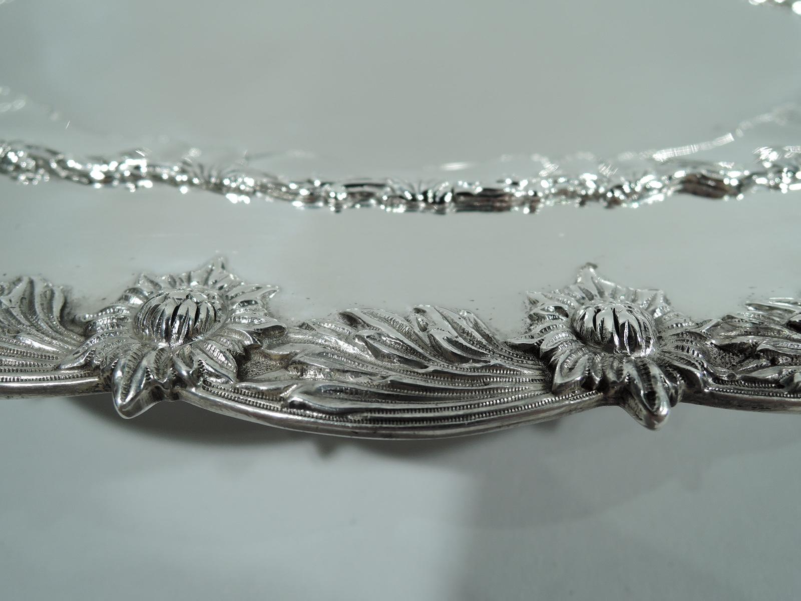 Early 20th Century Gorgeous Antique Tiffany Chrysanthemum Sterling Silver Serving Dish