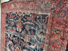 Wunderschöner arabischer antiker persischer Mahal mit großem spiralförmigem Wurzelholz- und Weinrebenmuster