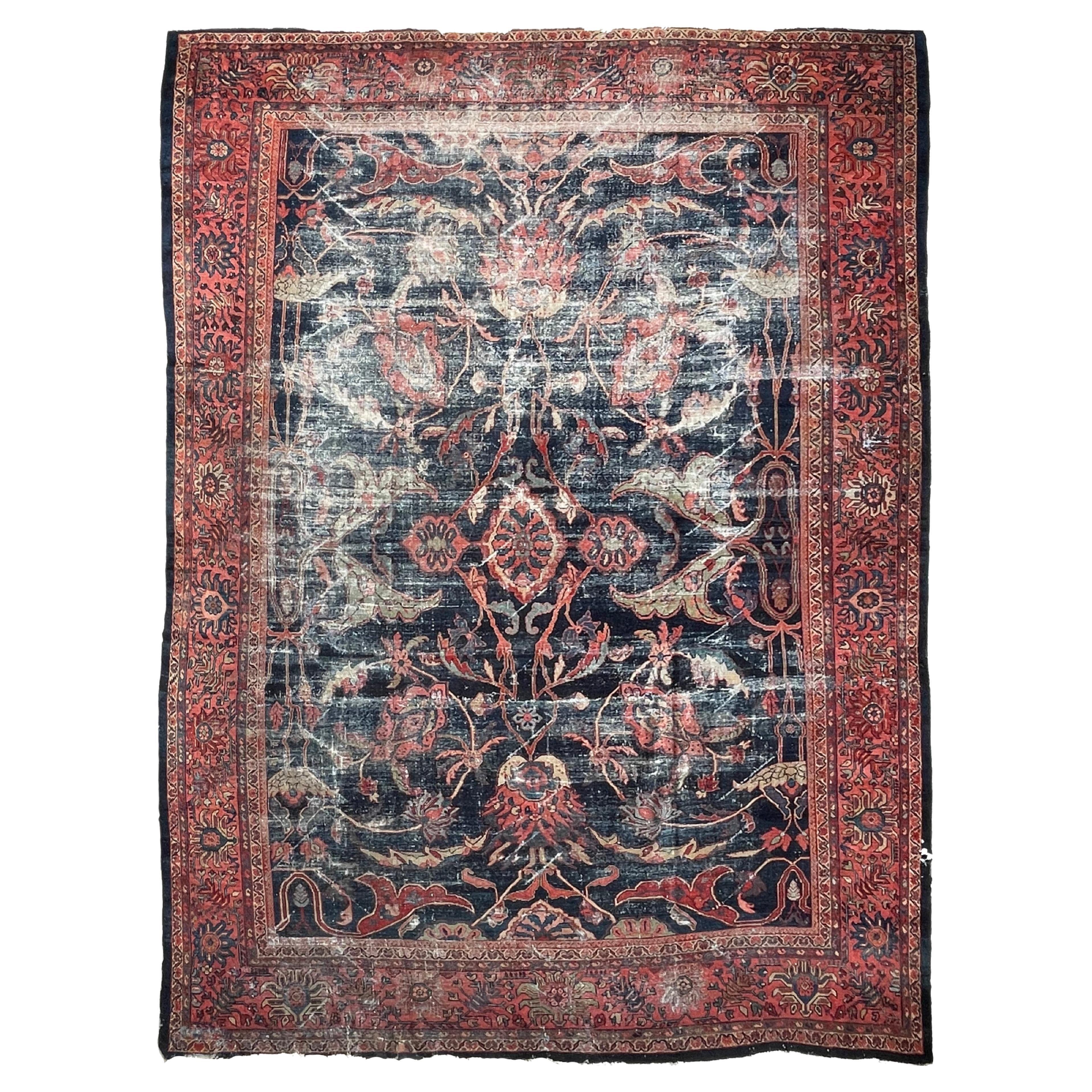 Gorgeous Arabesque Antique Persian Mahal with Large Spiraling Root & Vine Design For Sale