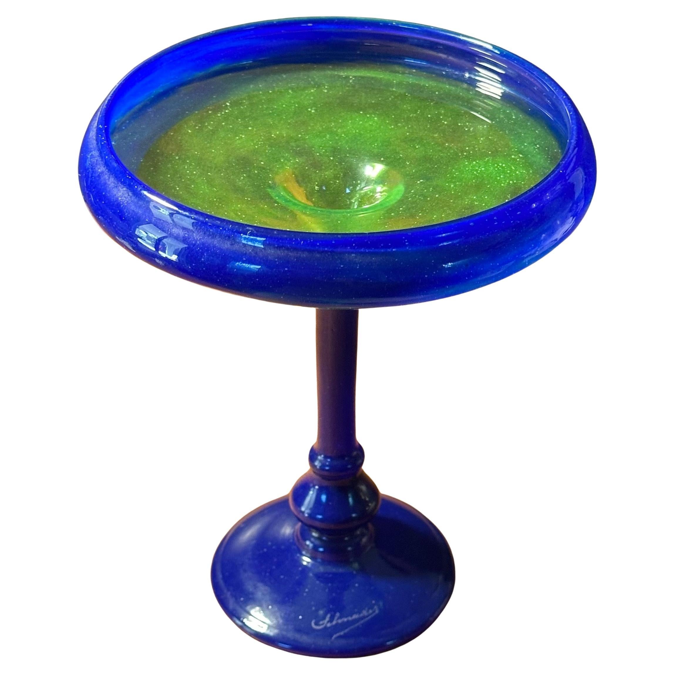 French Gorgeous Art Deco Art Glass Tazza from 