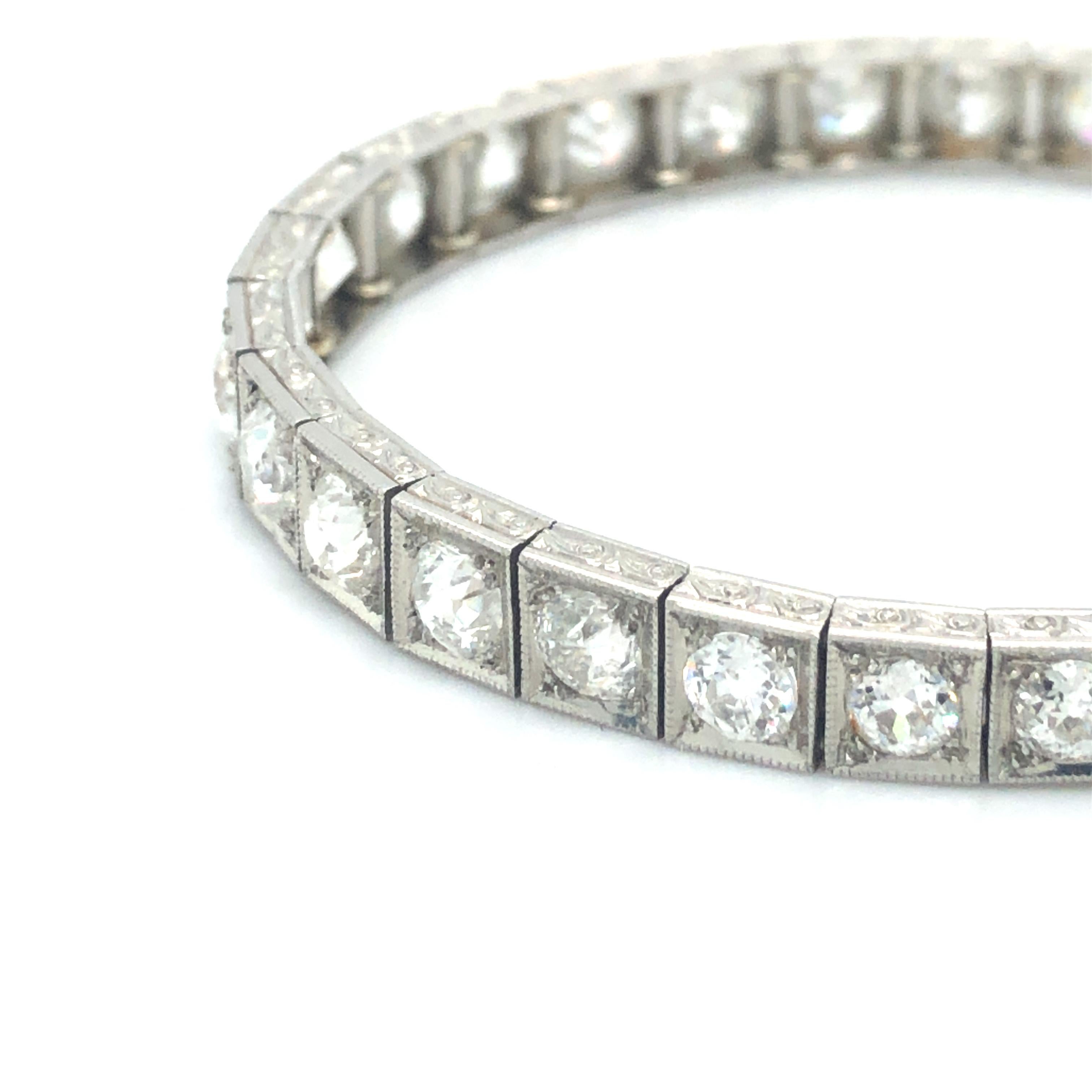 Women's or Men's Art Deco Diamond Line Tennis Bracelet in Platinum 950