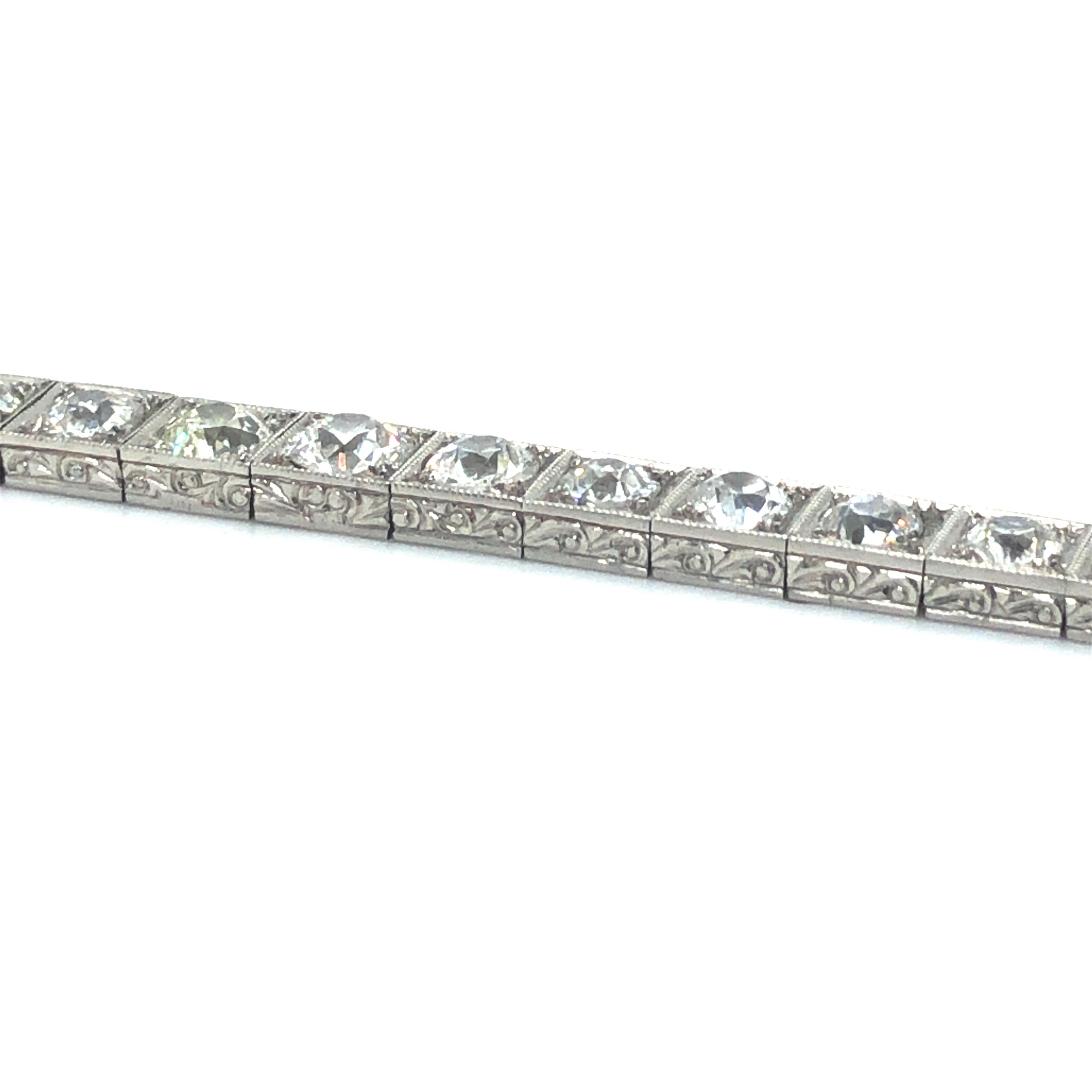 Art Deco Diamond Line Tennis Bracelet in Platinum 950 1