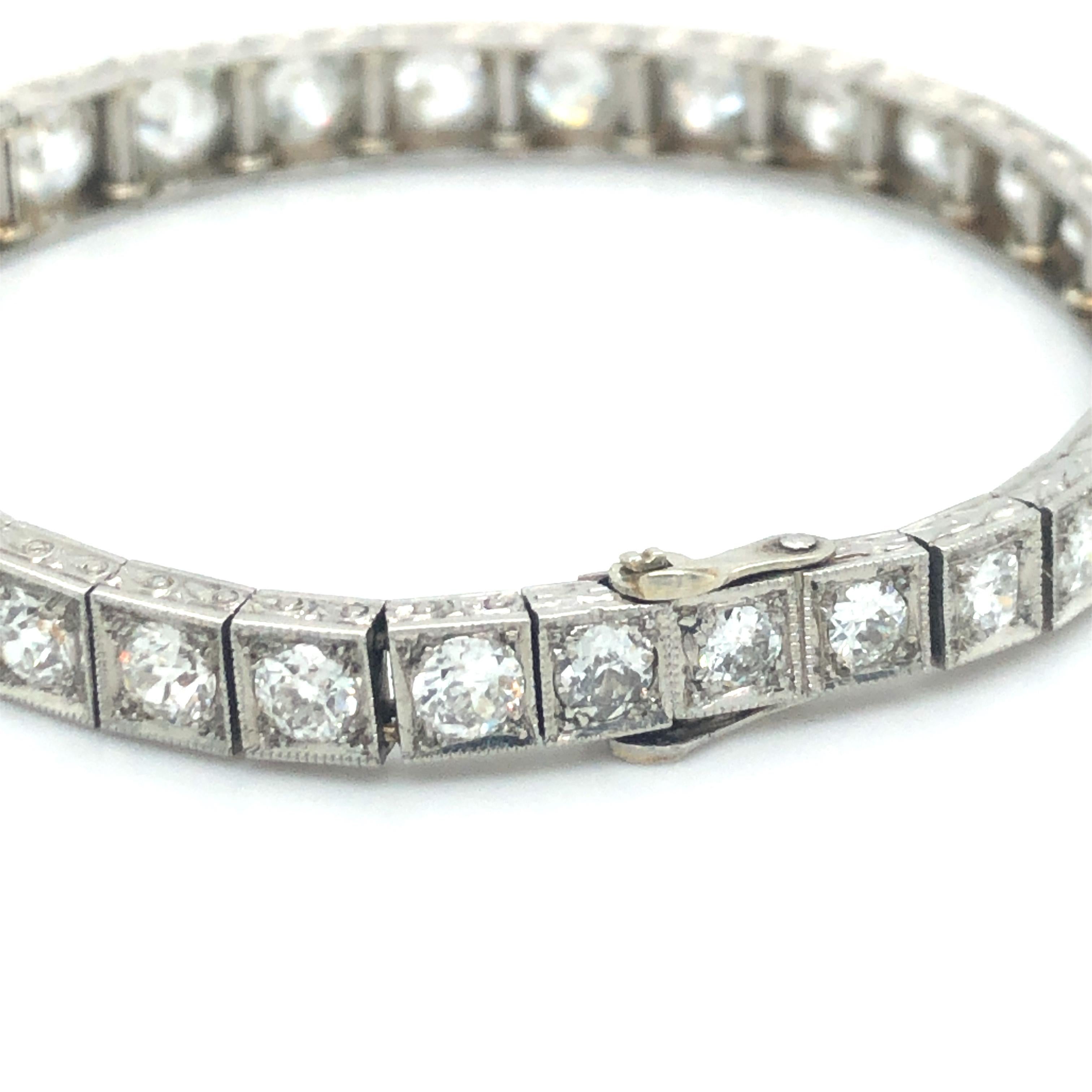 Art Deco Diamond Line Tennis Bracelet in Platinum 950 4