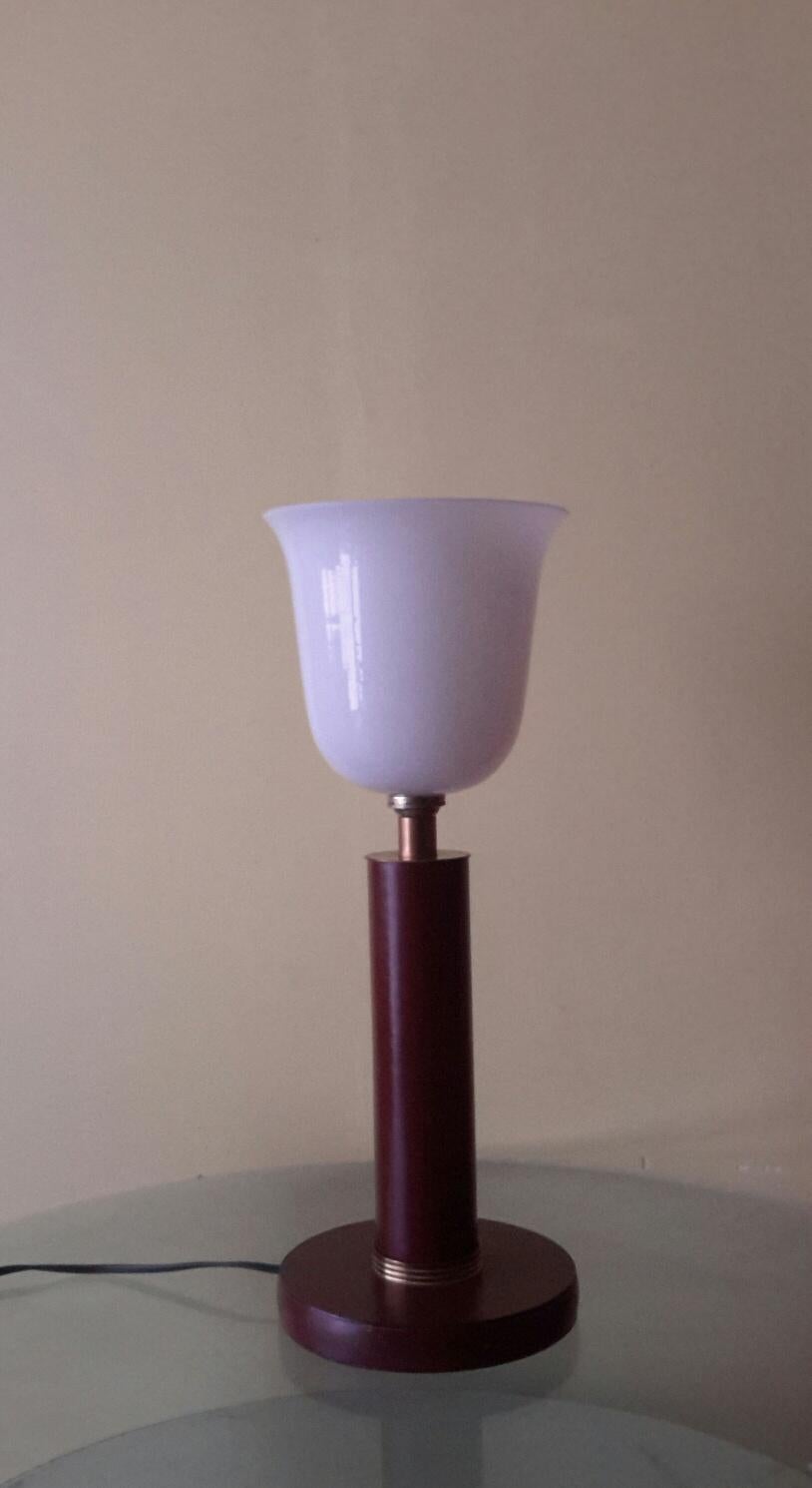 Art-déco-Tischlampe aus Leder von Paul Dupre Lafon, Frankreich 1950 (Französisch) im Angebot