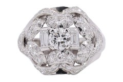 Splendido anello Art Deco in platino con circa 1,54 ct. Diamanti