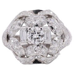 Vintage Gorgeous Art Deco Platinum Ring with Approx. 1.54 Carat Diamonds