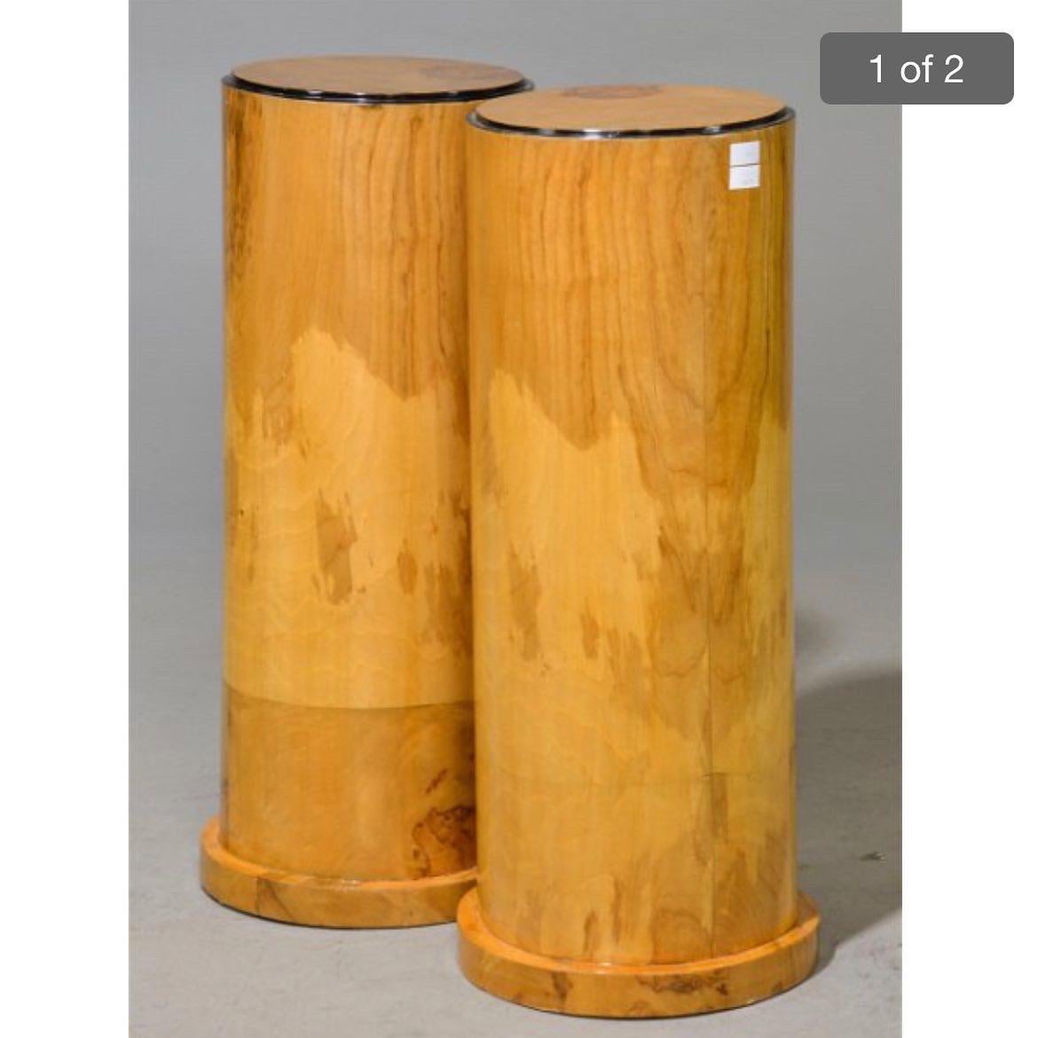 Gorgeous Art Deco Style Burl Pedestal Side Tables 3