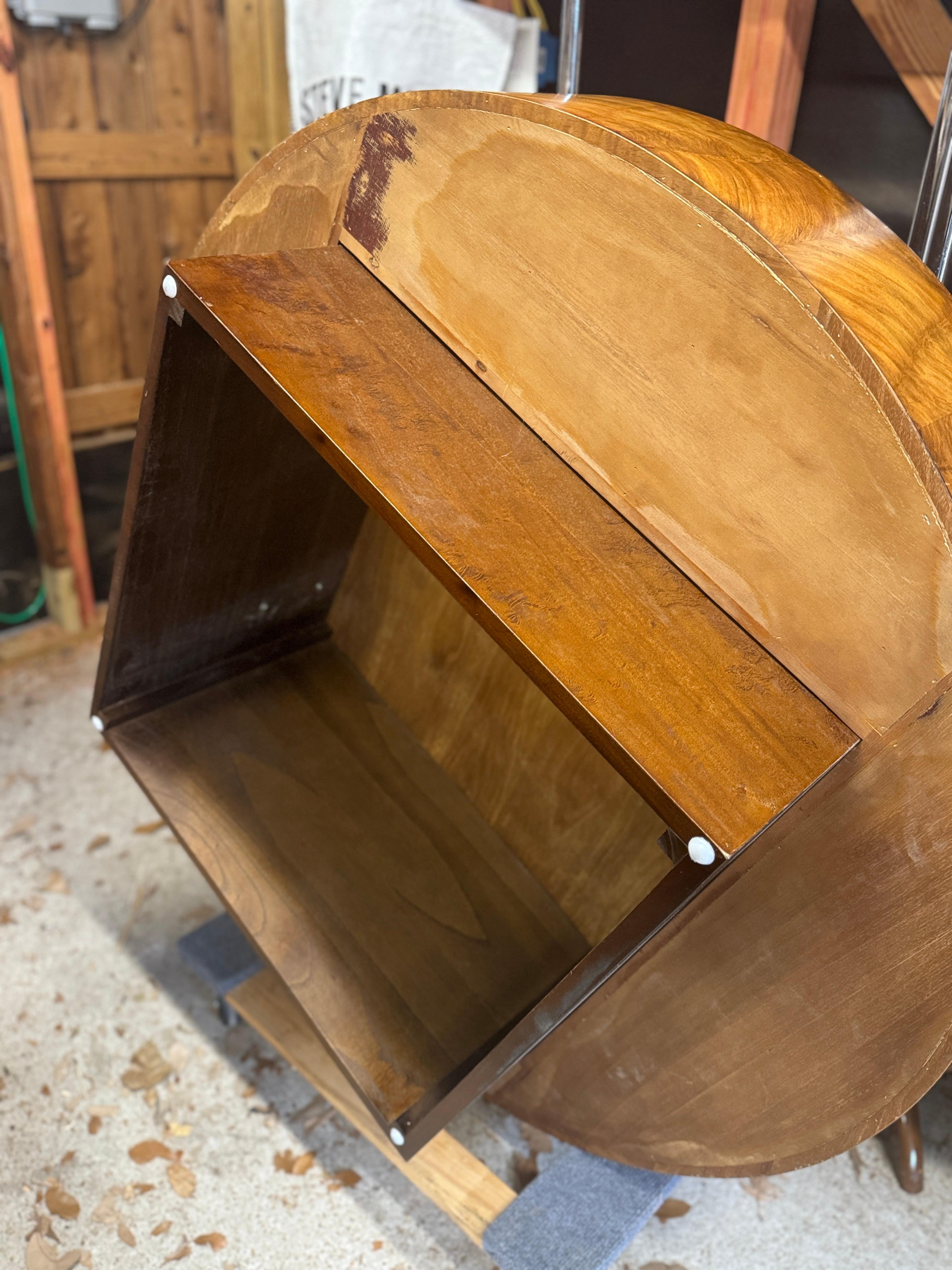 Gorgeous art deco style floating burl wood coffee table with a plinthe base 6