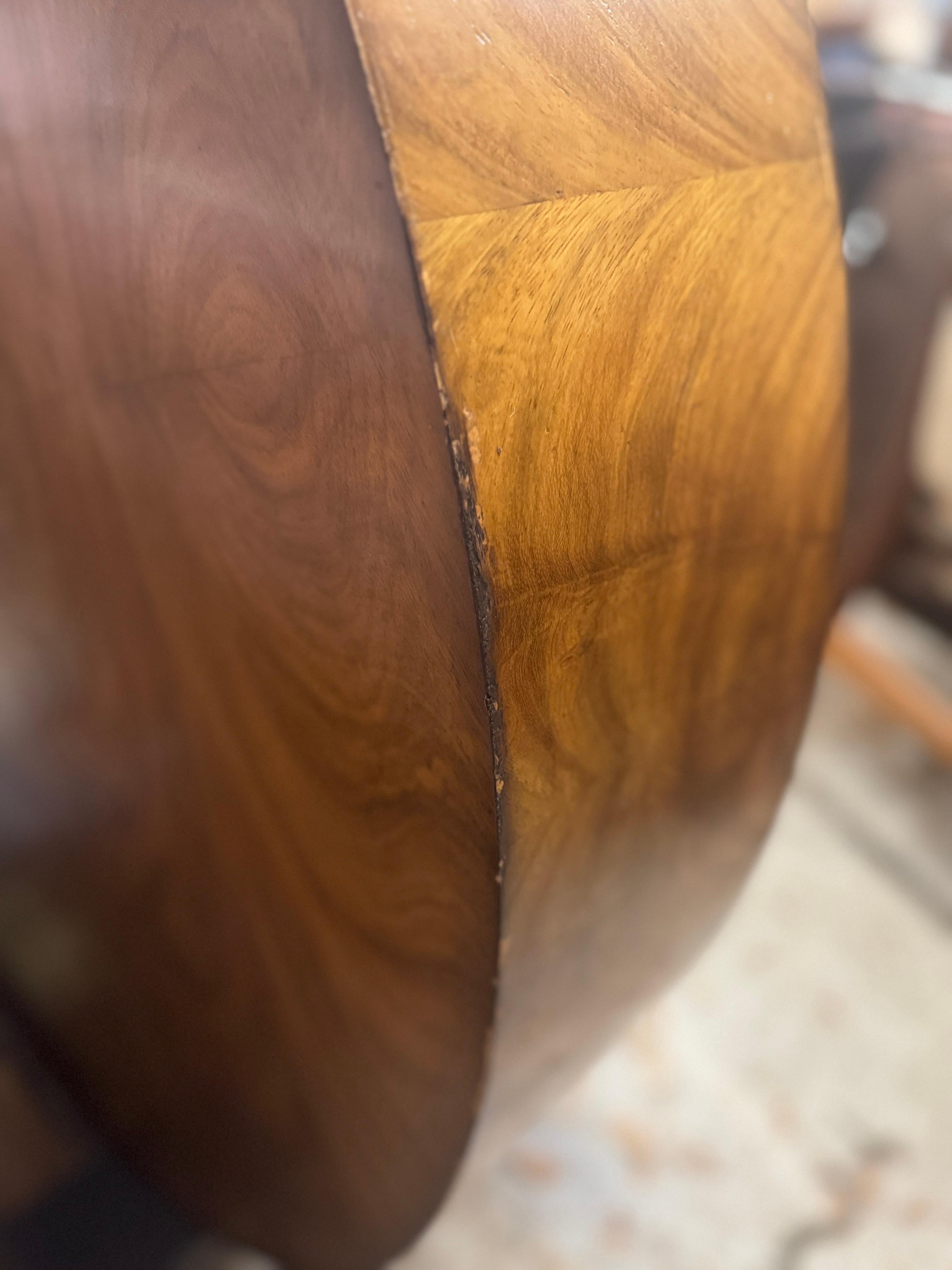 Gorgeous art deco style floating burl wood coffee table with a plinthe base 7