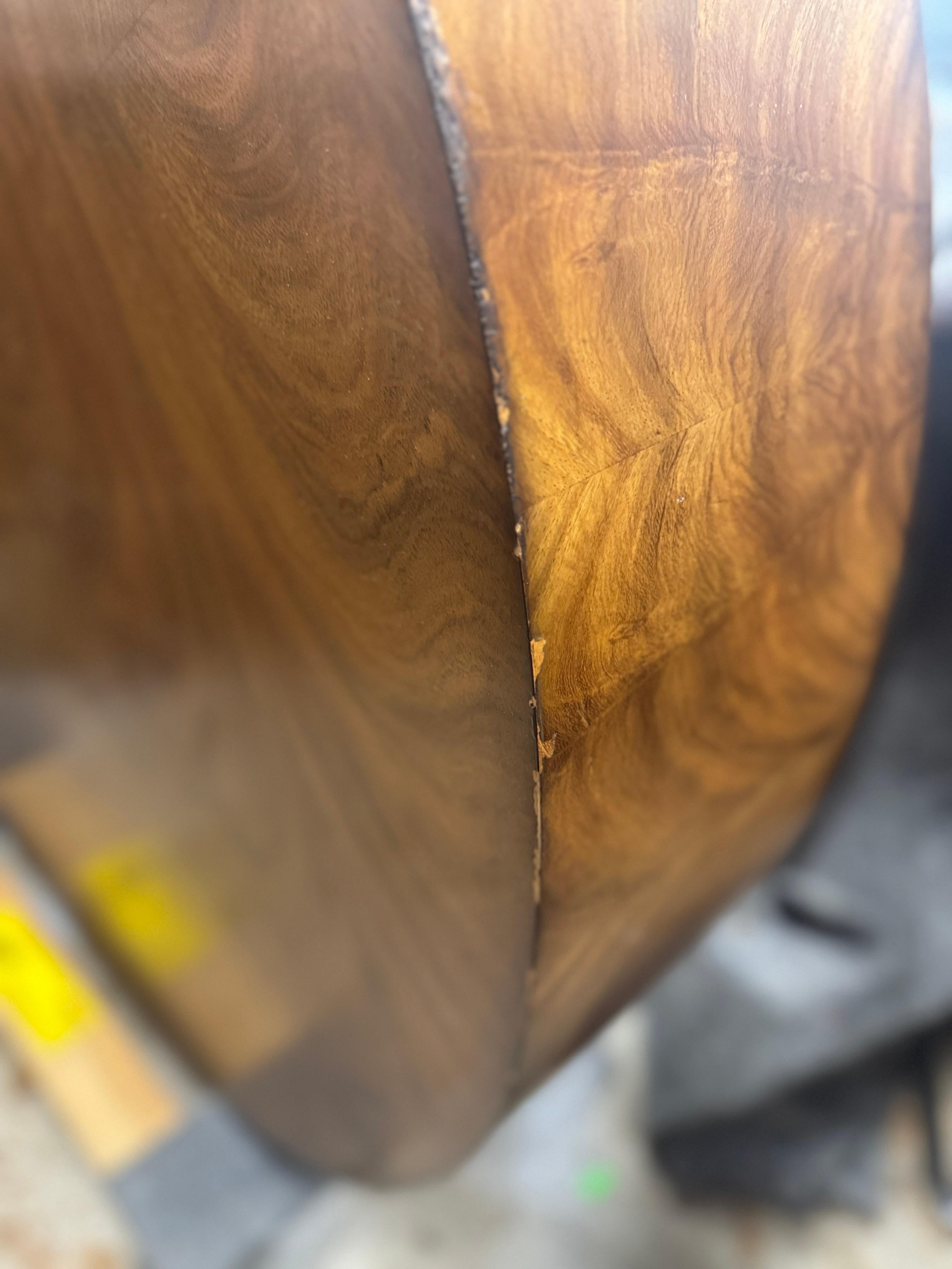 Gorgeous art deco style floating burl wood coffee table with a plinthe base 8