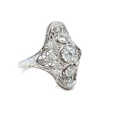 Gorgeous Art Deco Vintage Platinum Diamond Cluster Ring Wedding Ring - 1.30ct.
