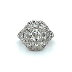 Gorgeous Art Deco Vintage Platinum Diamond Cluster Ring Wedding Ring