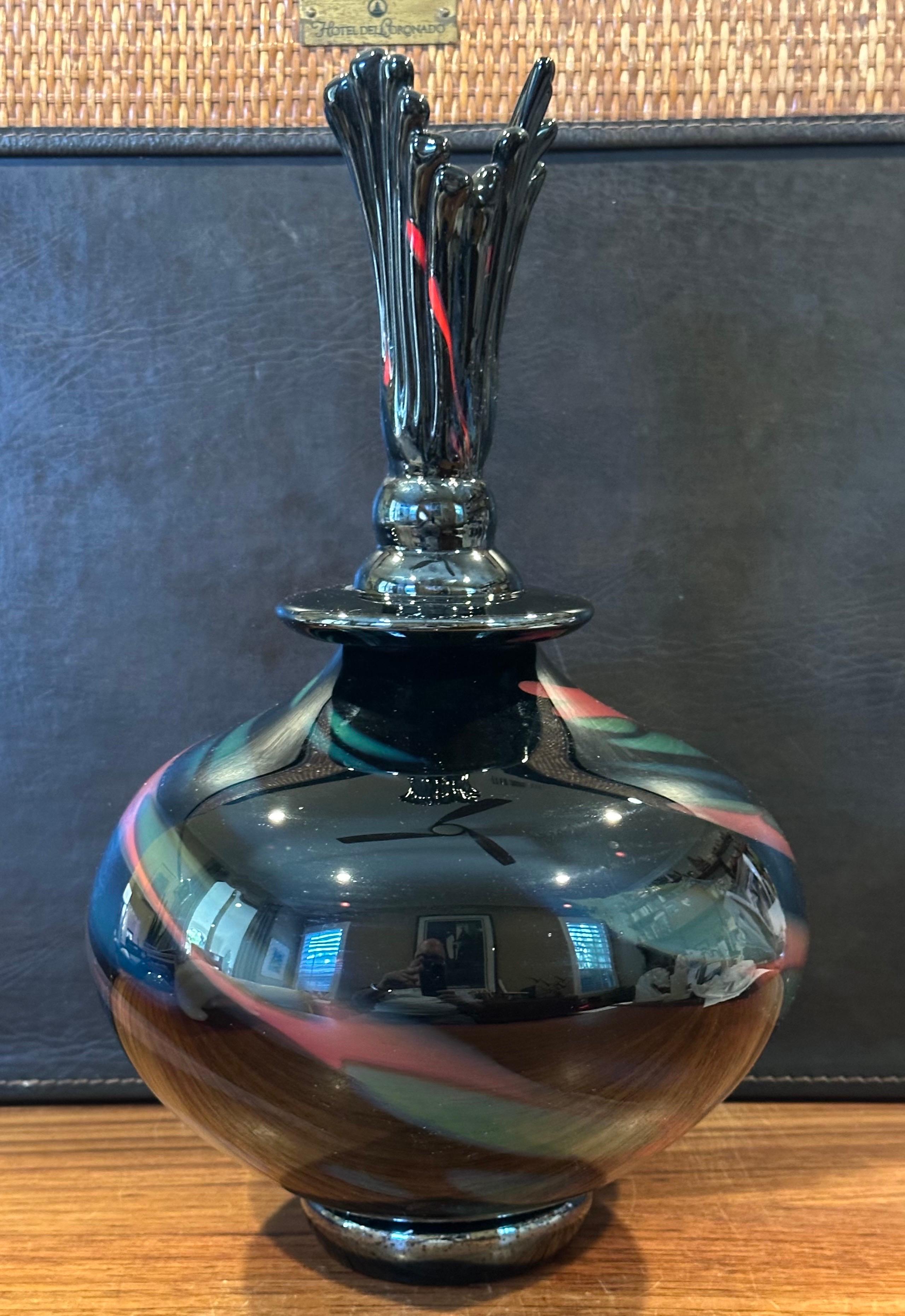 XX secolo Splendido barattolo con coperchio in vetro artistico in vendita