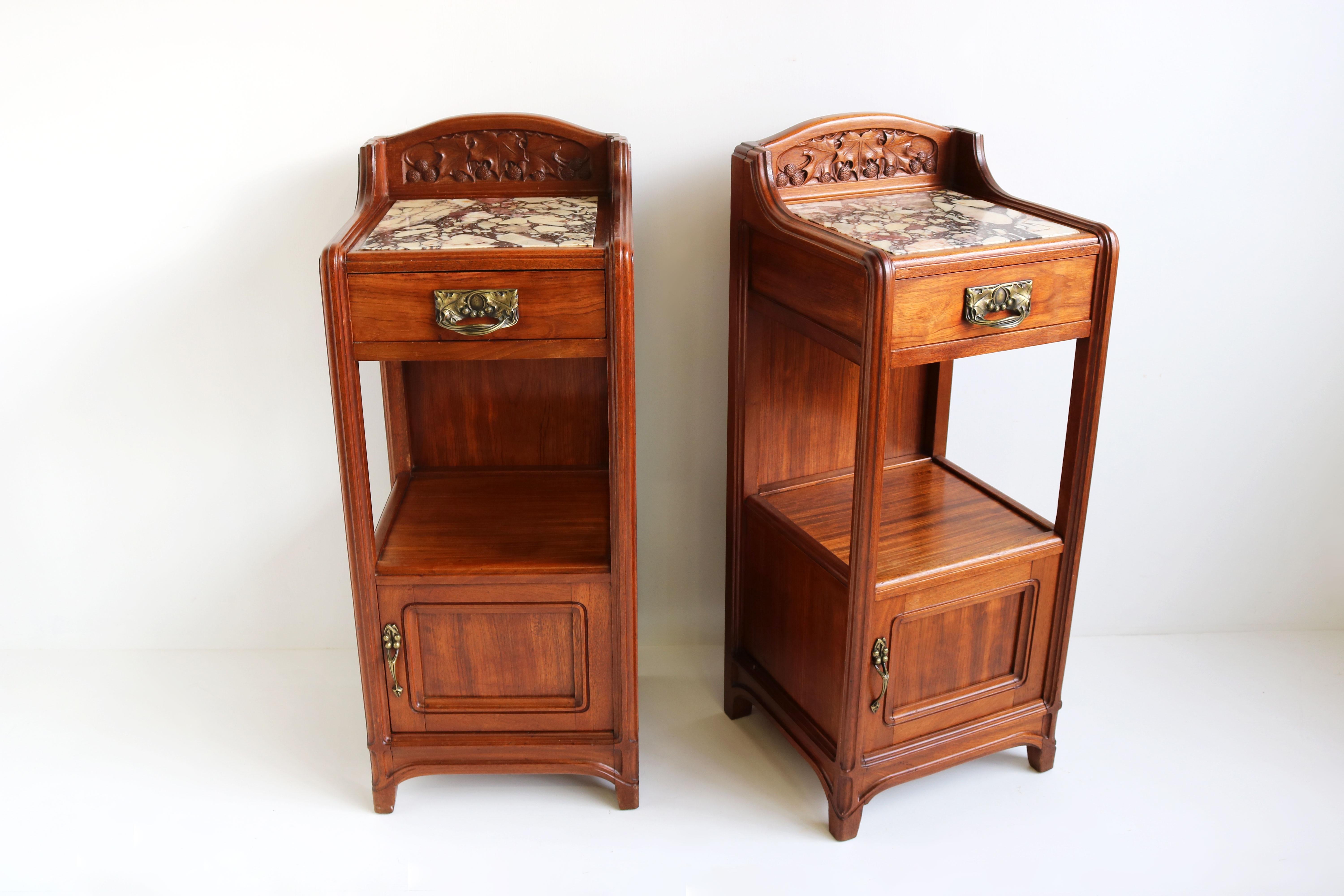 Preciosa pareja de mesillas de noche antiguas Art Nouveau / Art Déco Paul Alexandre Dumas en venta 4