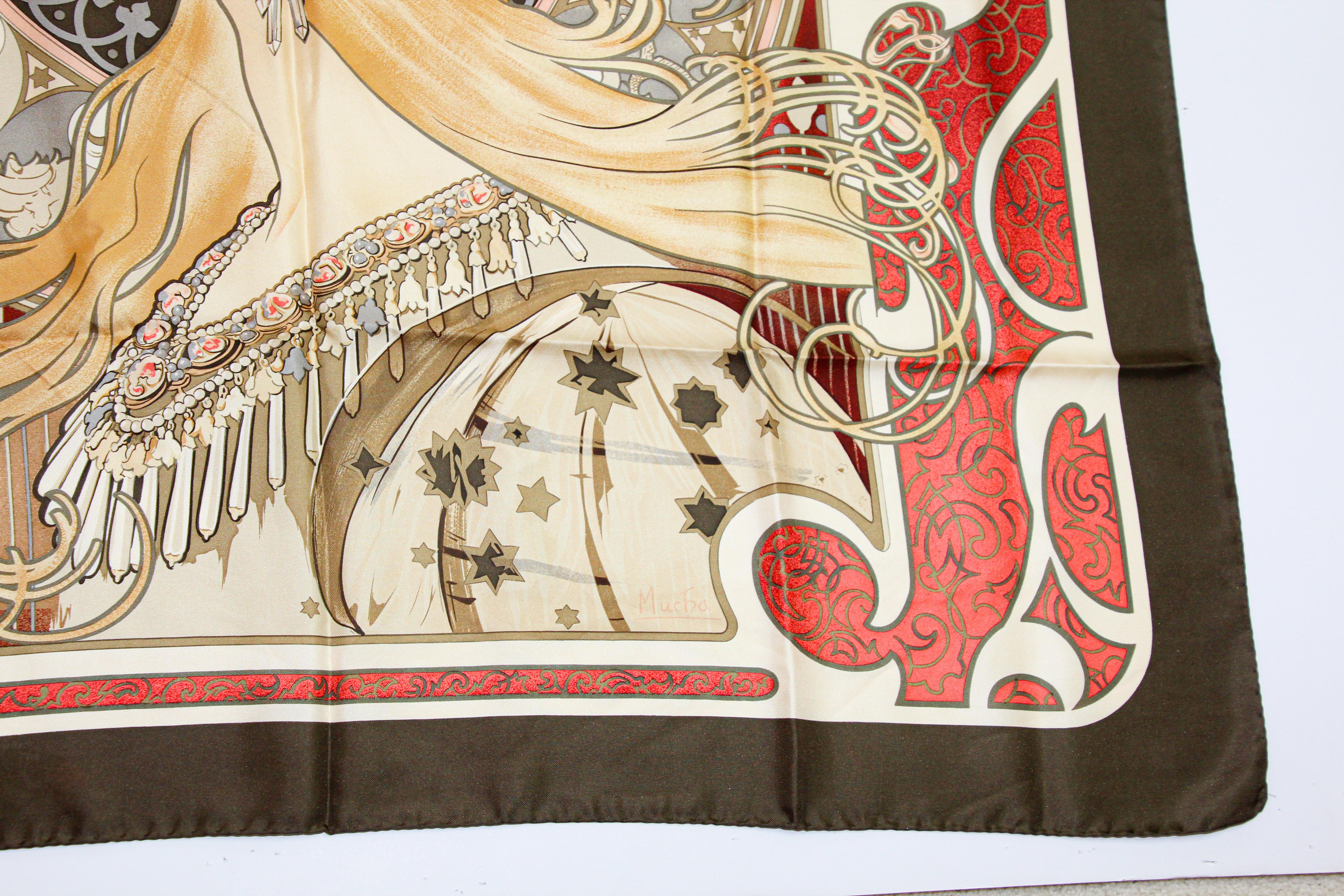 Gorgeous Art Nouveau Zodiac La Plume Silk Scarf after Alphonse Mucha 5