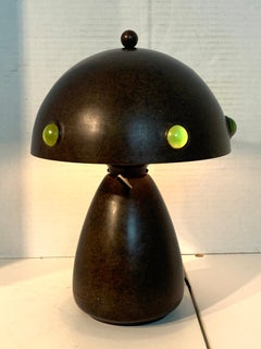 Gorgeous Arts & Crafts Bronze and Art Glass Mushroom Lamp
